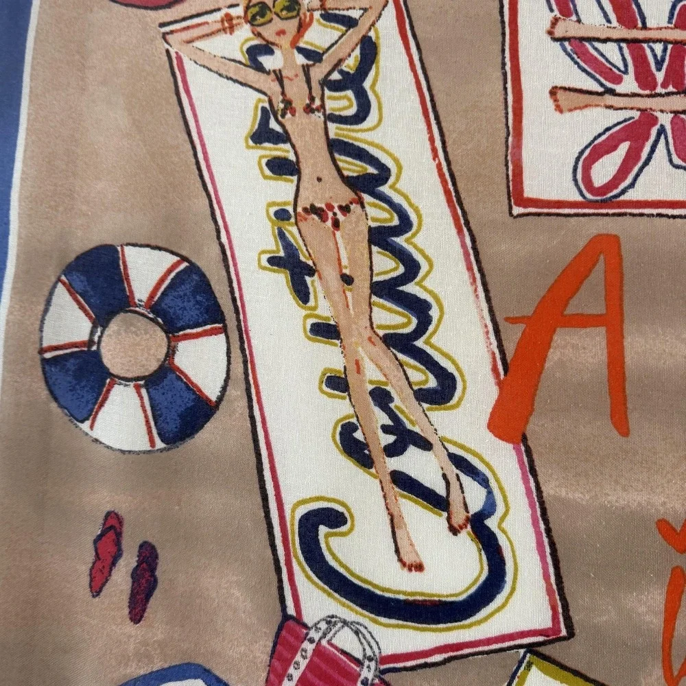 Juicy Couture Scarf Womens Multicolor Chiffon Square A Place In The Sun Beach